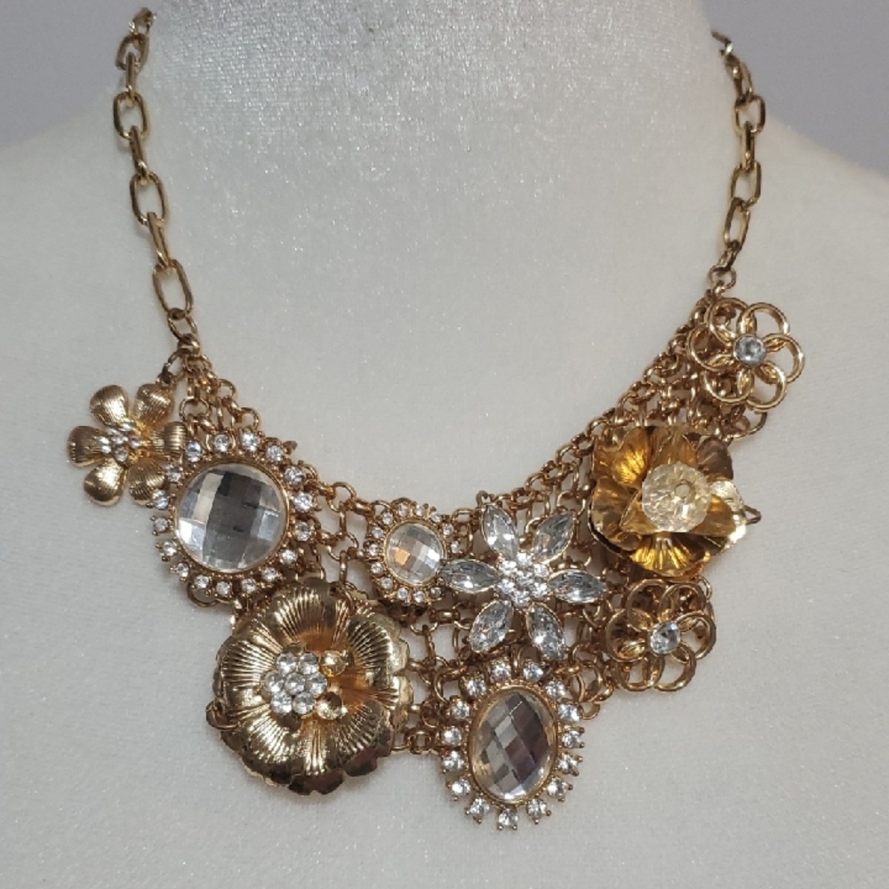 Gold Victorian Filigree Statement Necklace